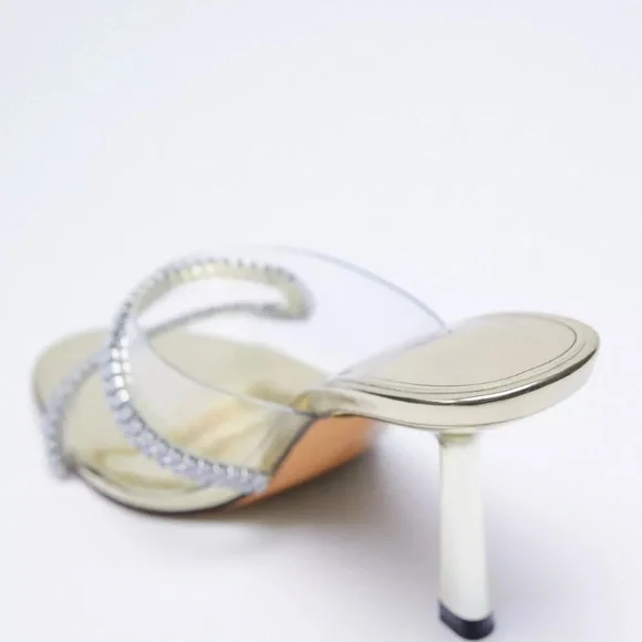 Zara Sparkly Heeled Vinyl Sandals. Size 7.5 NWT EU 38 - Picture 5 of 13